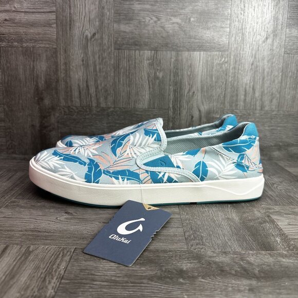 Olukai Lae'ahi Pai Men's size 10 Off White /Aloha Slip On Shoes - Picture 2 of 8